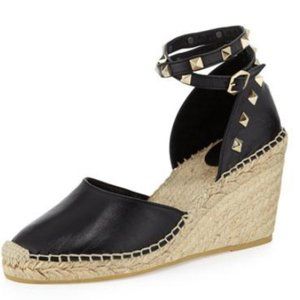 Ash Winnie Studded Espadrille Wedge Black Rockstud